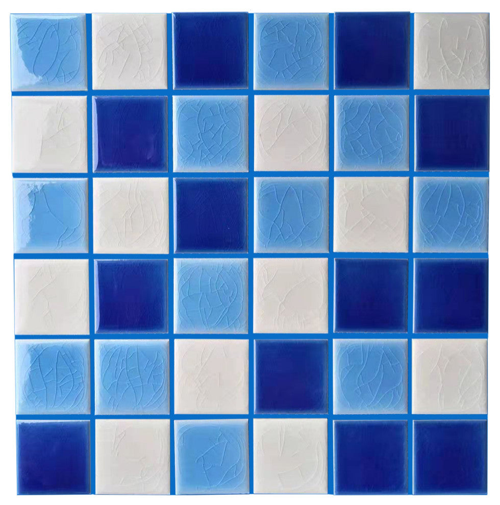 Monet 12"x 12" Porcelain Square Mosaic Tile,Blue/White, Piece