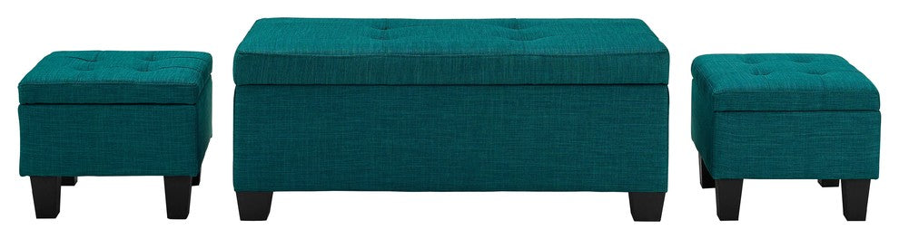 Everett 3-Pack Storage Ottoman, Teal