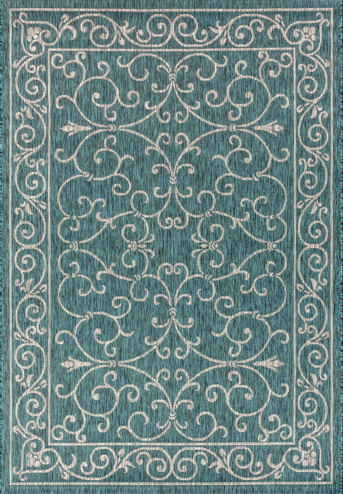 Charleston Vintage Filigree Textured Weave Indoor/Outdoor Area Rug
