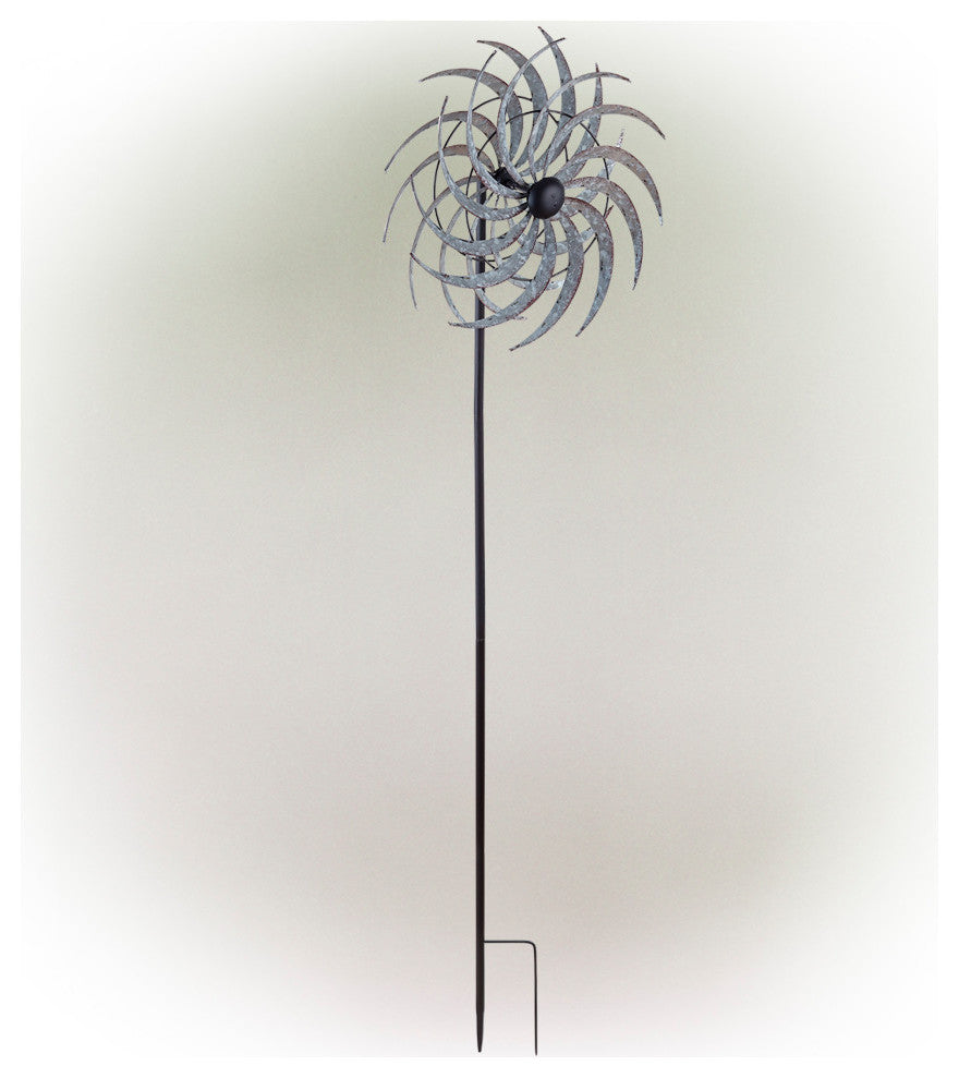 Galvanized Dual Wind Spinner Garden Stake