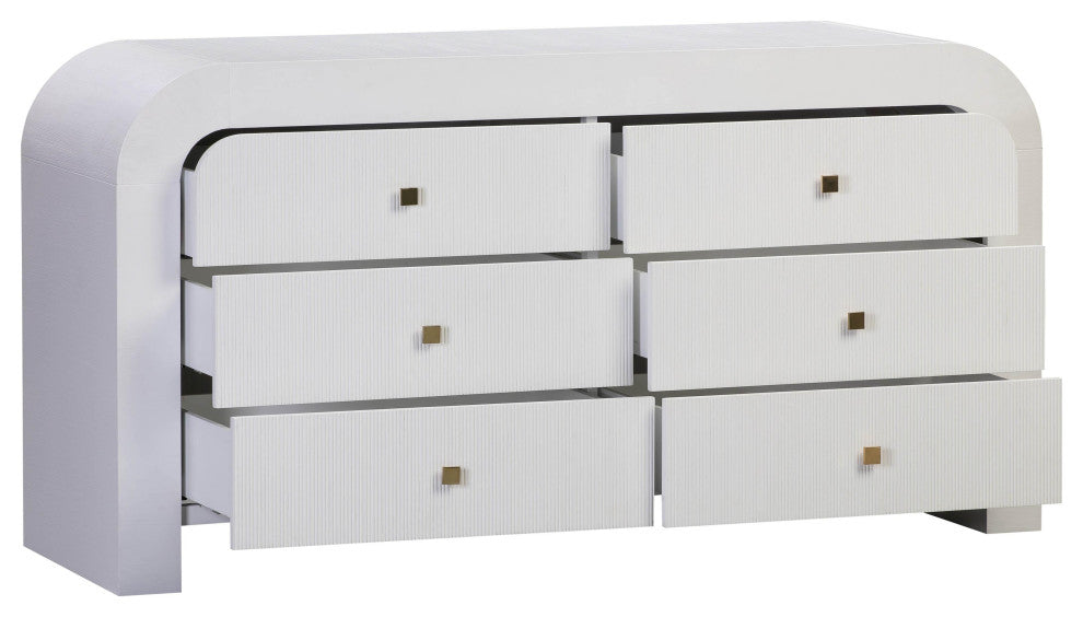 Hump 6 Drawer White Dresser