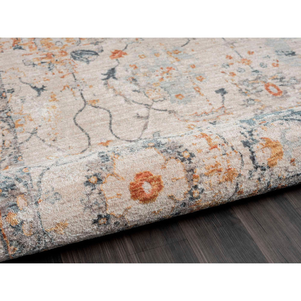 Manor Persian Floral Area Rug, Silver, 2'6"x7'3"