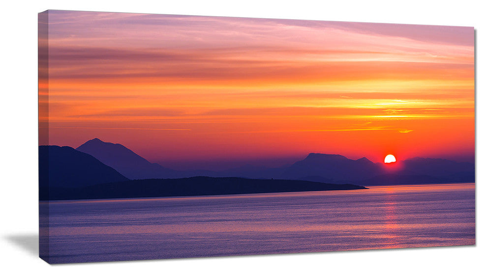 "Stunning Sunset in Greece" Extra Large Seascape Art Canvas, 40"x20"