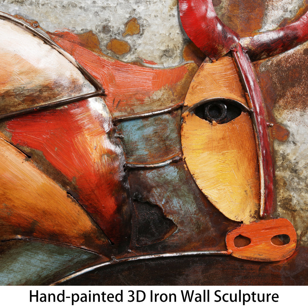 "Bullish" Primo Mixed Media Hand Painted Iron Wall Sculpture