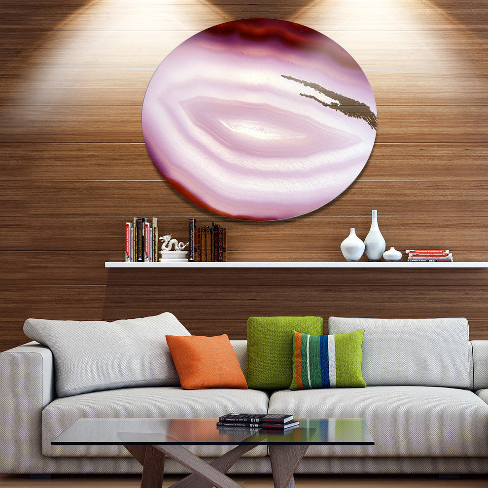 Pink Agate Geode Geological Crystals, Abstract Round Wall Art, 11"