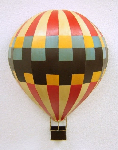 Colorful Checks Hot Air Balloon Wall Sculpture, Retro Art Unique