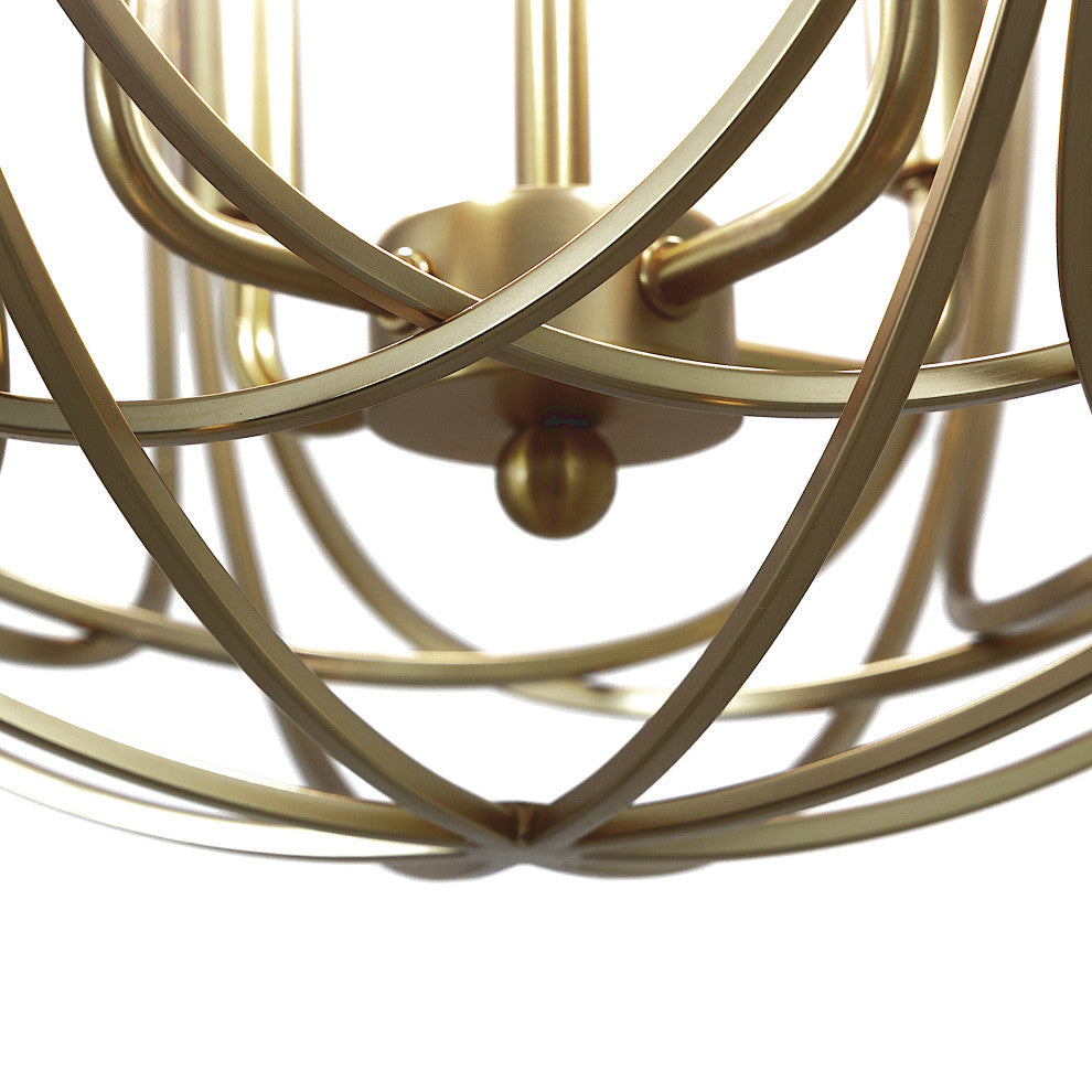 Yosemite Home Decor 6 Light Chandelier, Satin Brass Finish
