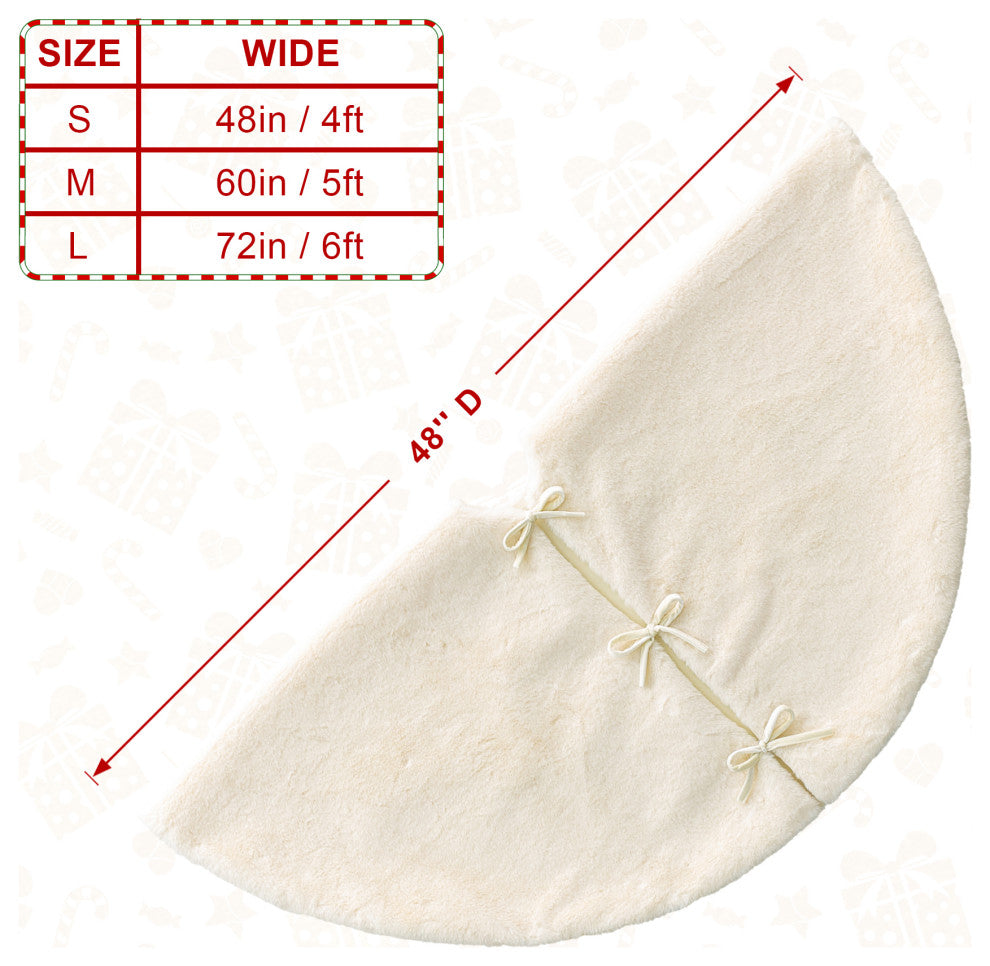 48"D Faux Rabbit Fur Christmas Tree Skirt