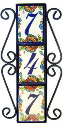 Wrought Iron Vertical House Number Frame Hacienda 3