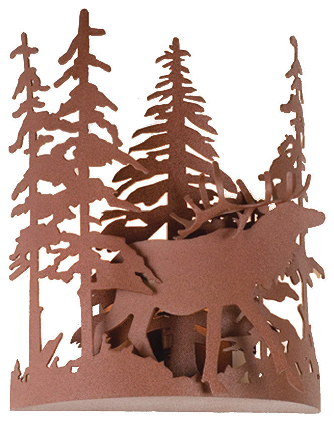 11"W Elk Through The Trees Wall Sconce