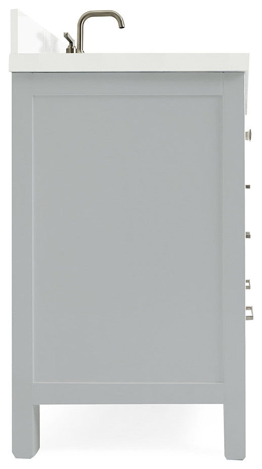 ARIEL Cambridge 43" Right Offset Rectangle Sink Gray Bathroom Vanity Quartz Top