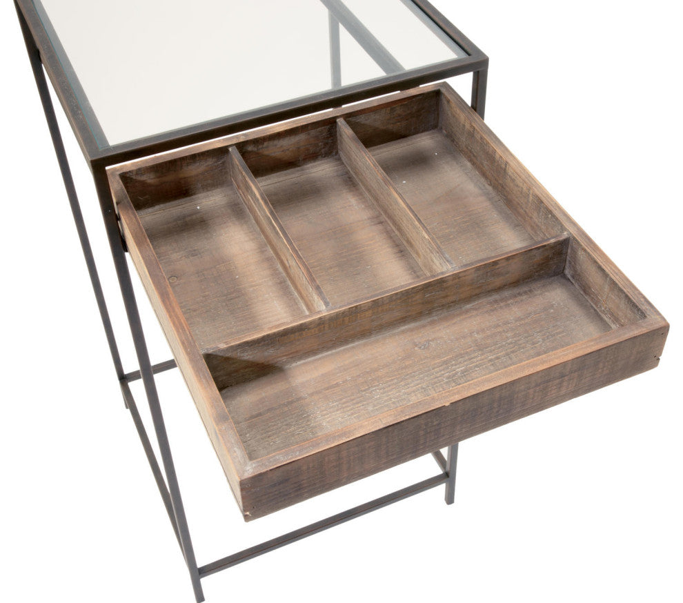 Side Tables with Visible Storage Drawers, Set of 2