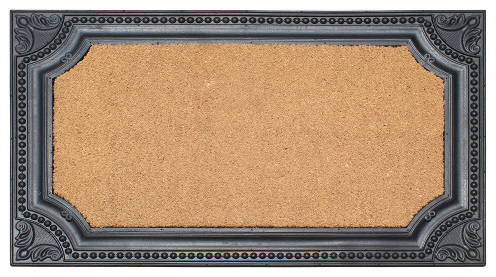 Rubber And Coir Angela Heavy Duty Floral Border Black 24x39 Doormats