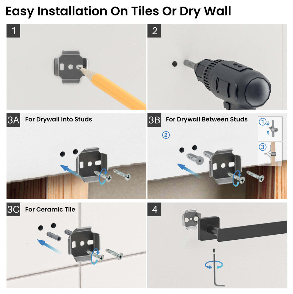 Blaze 24 inch Bathroom Towel Bar, Matte Black