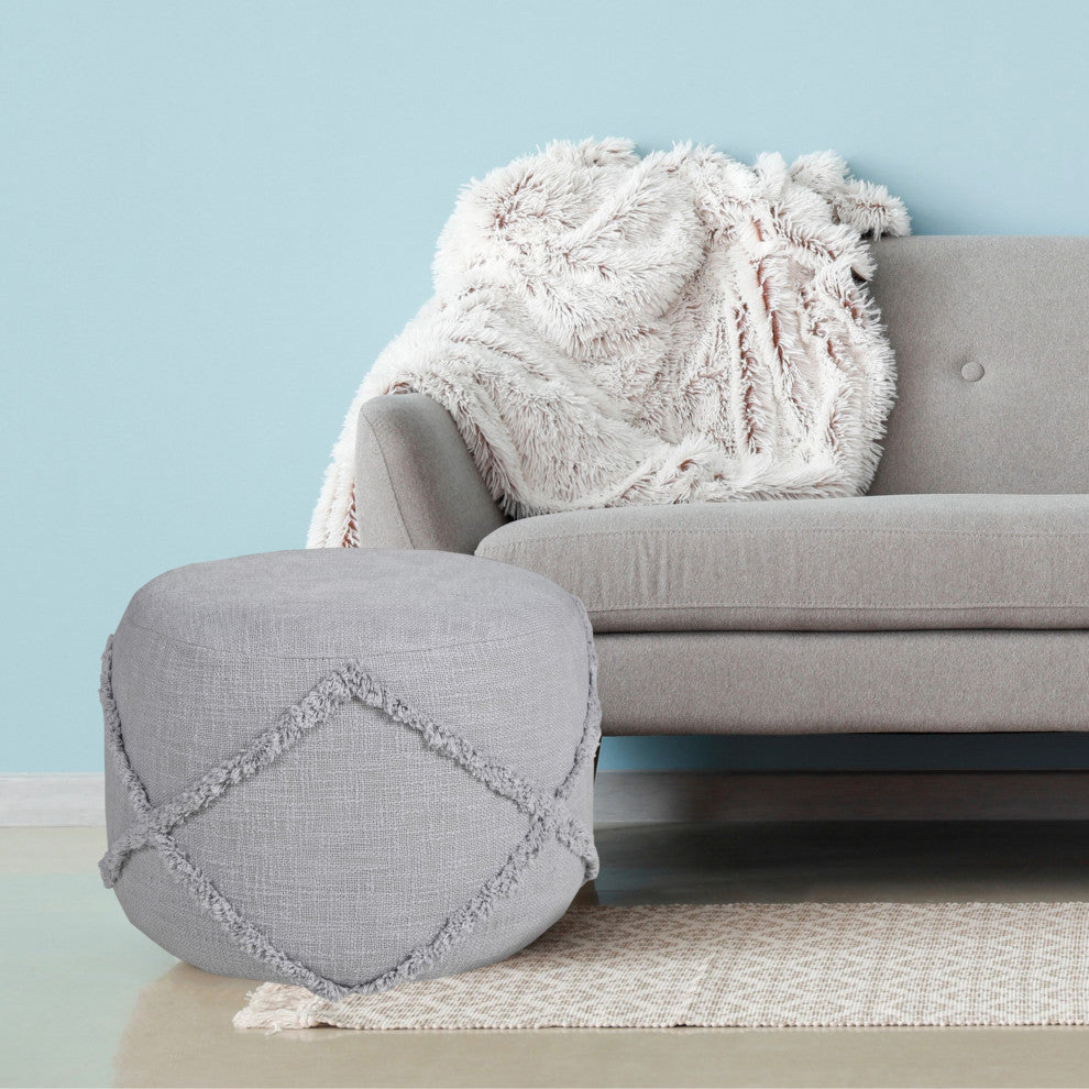 Solid Textured Decorative Diamond Pouf Ottoman