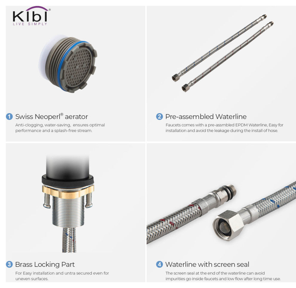 Circular X Brass Single Hole Bathroom Faucet KBF1010, Matte Black, With Drain