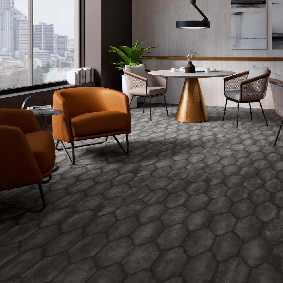 Alhama Provenzal Porcelain Floor and Wall Tile, Black