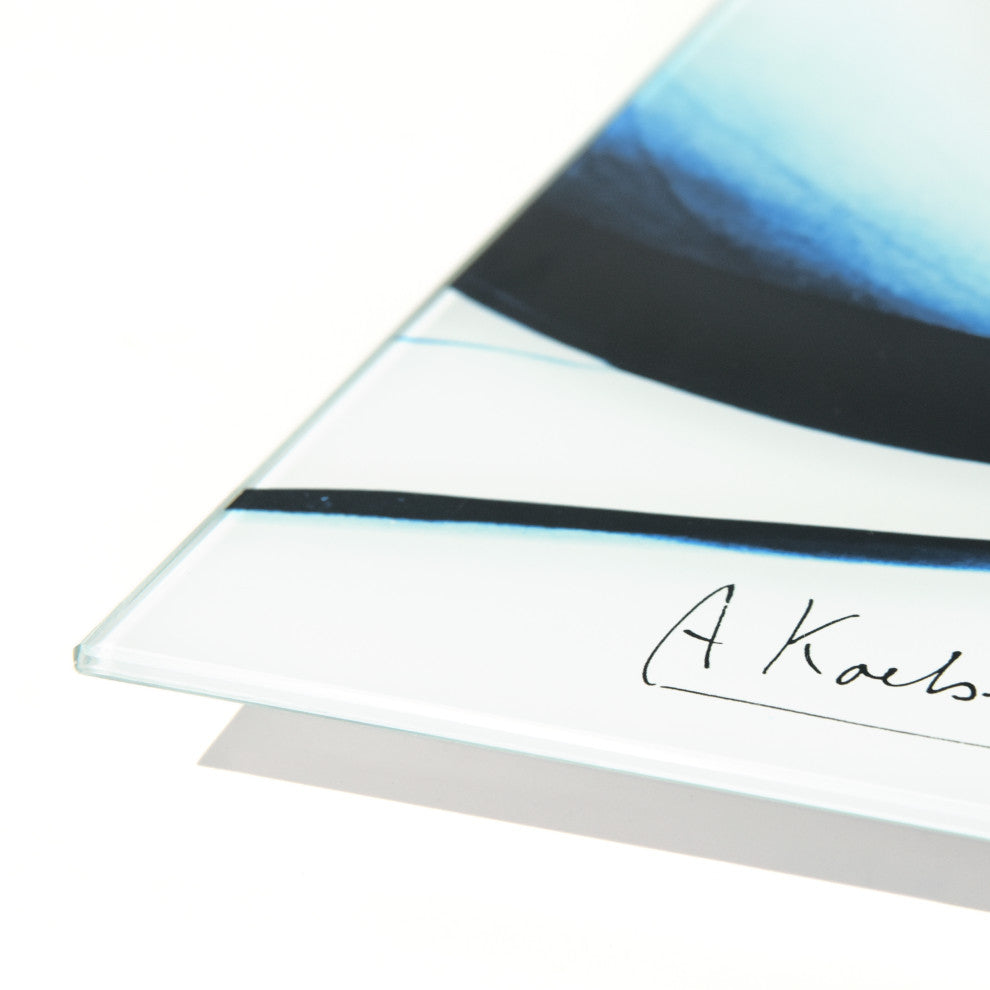 Blue Magnolia X-Ray Flower Wall Art Frameless Free Floating Tempered Glass Panel