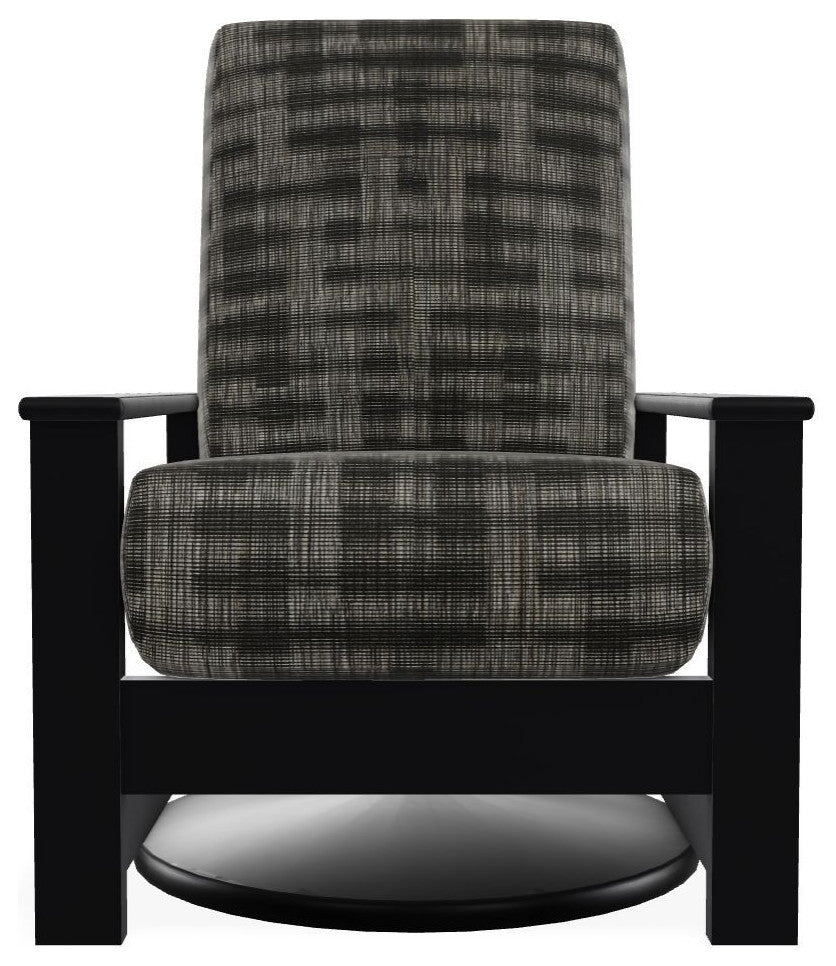 Leeward Deep Seat Outdoor Hidden Swivel Rocker, Illusion Plaid Onyx/Black
