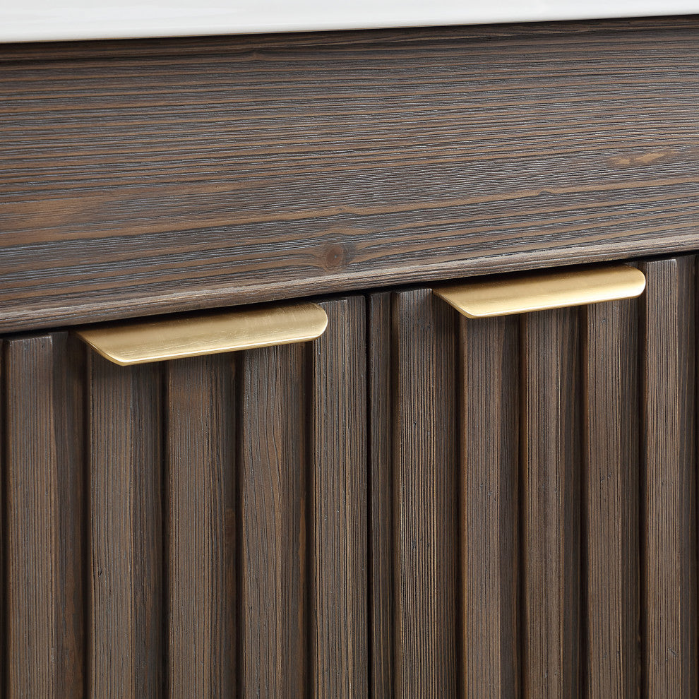 Palos Bathroom Vanity, Spruce Aged Brown, 18", Ceramic Top, No Mirror