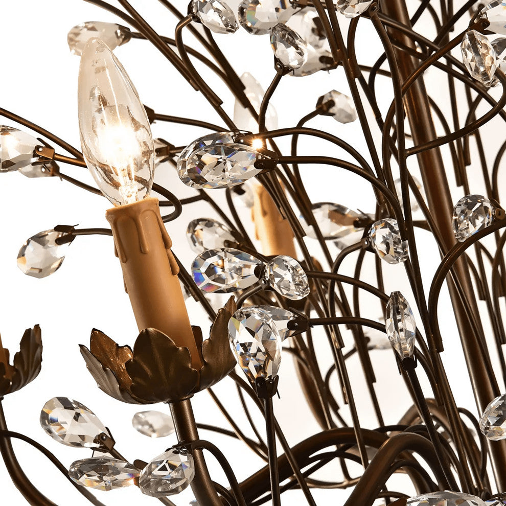 Silvia Antique Bronze 6-light Crystal and Iron Chandelier