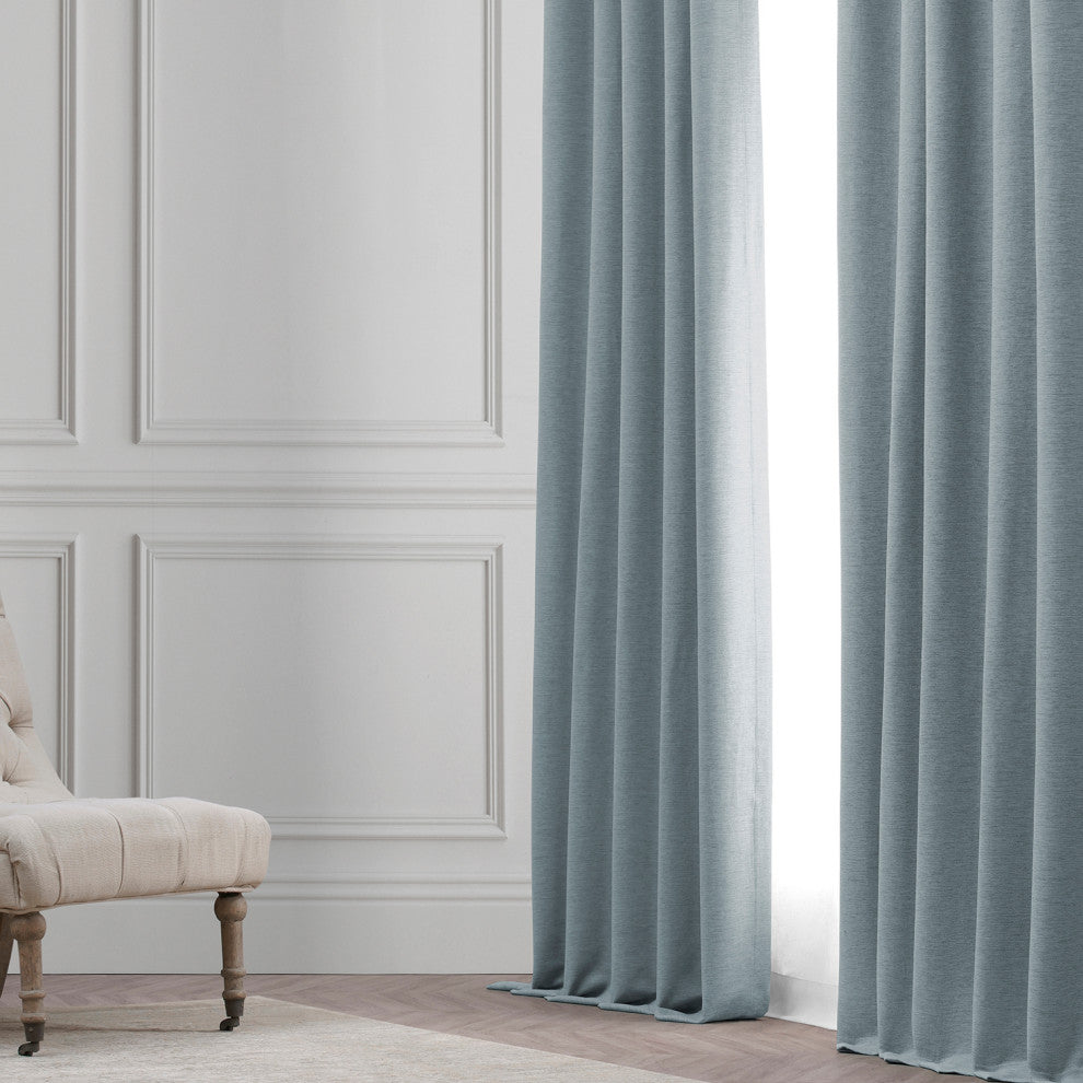 Bellino Blackout Room Darkening Curtain Single Panel, Gulf Blue, 50"x108"