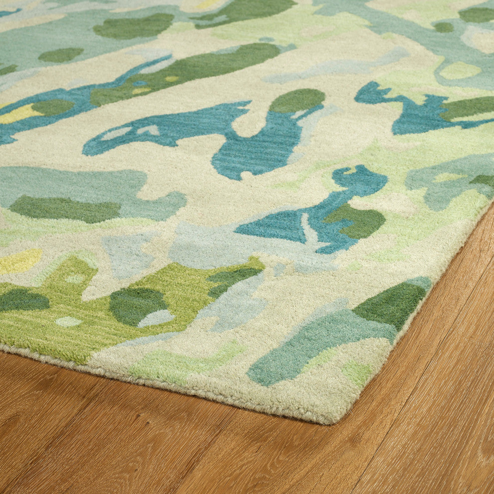 Kaleen Hand-Tufted Pastiche Turquoise Wool Rug, 3'x5'