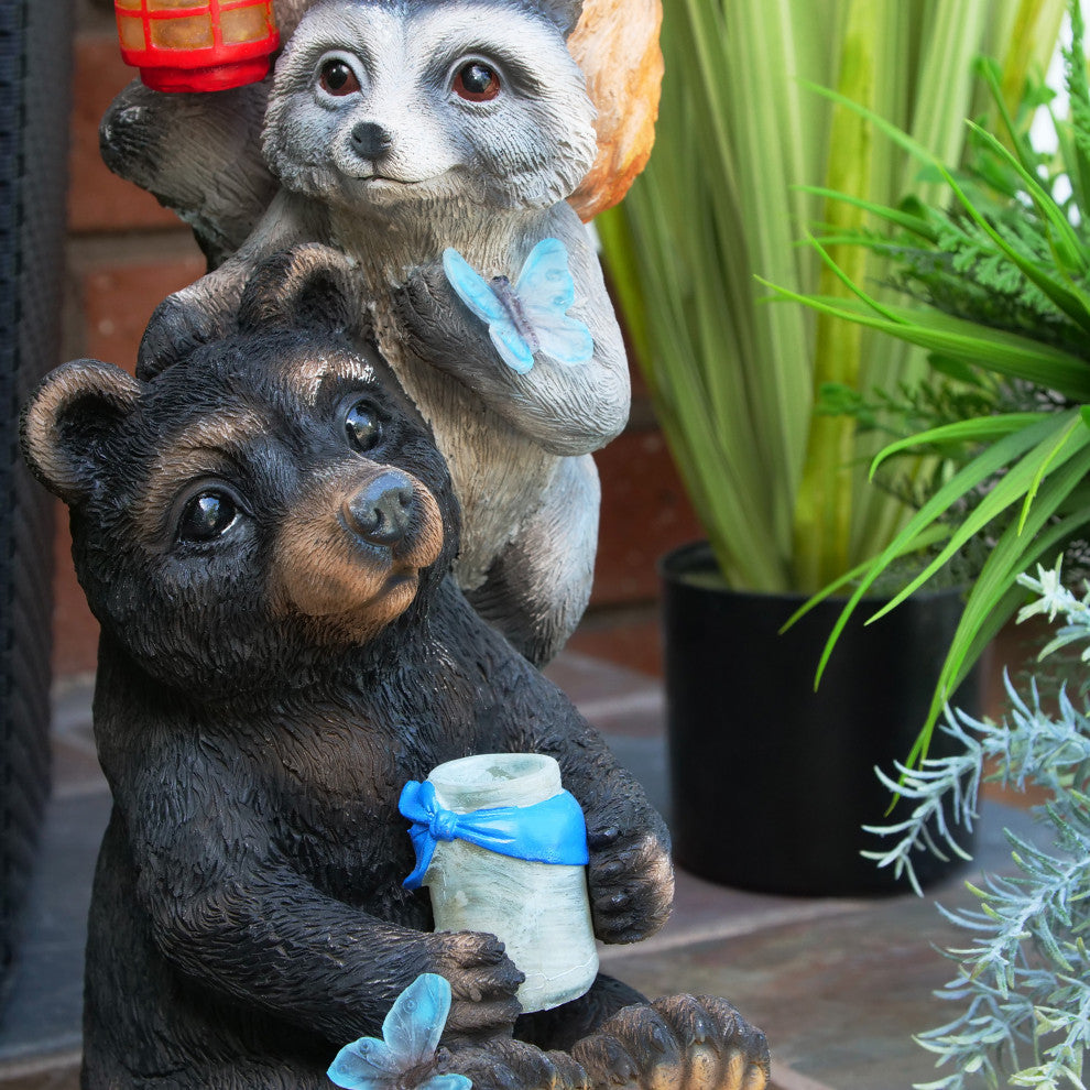 Solar Nature Pals Statue with Butterflies and LED Lights