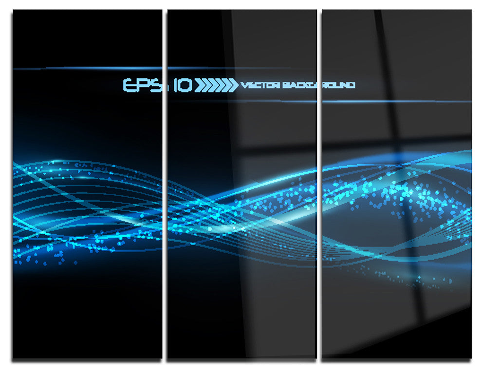 "Blue Abstract Vector Pattern" Metal Wall Art, 3 Panels, 36"x28"