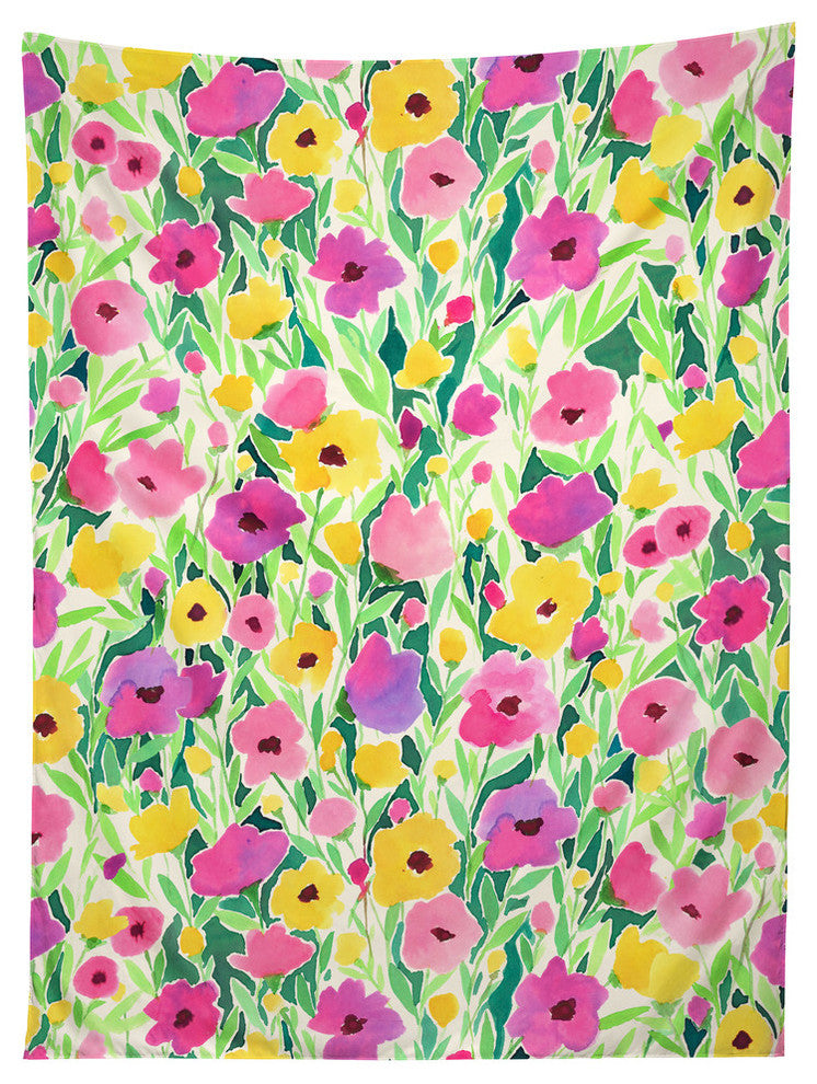 Deny Designs Jacqueline Maldonado Flower Field Pink Yellow Tapestry