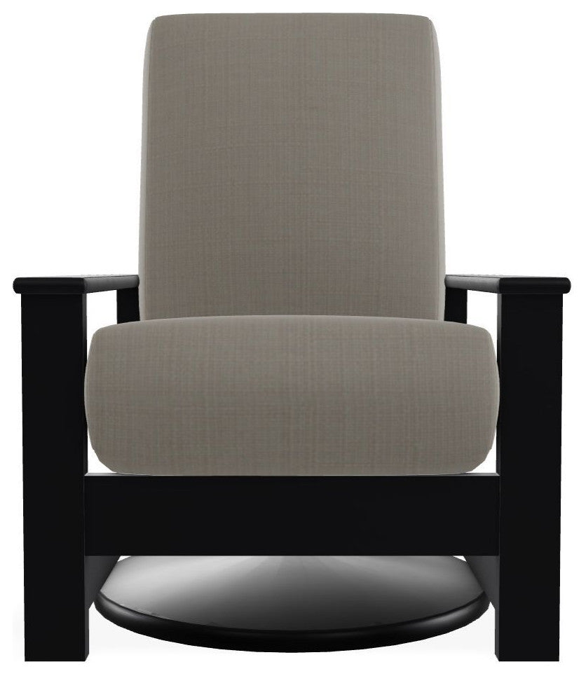 Leeward Deep Seat Outdoor Hidden Swivel Rocker, Stone Linen/Black