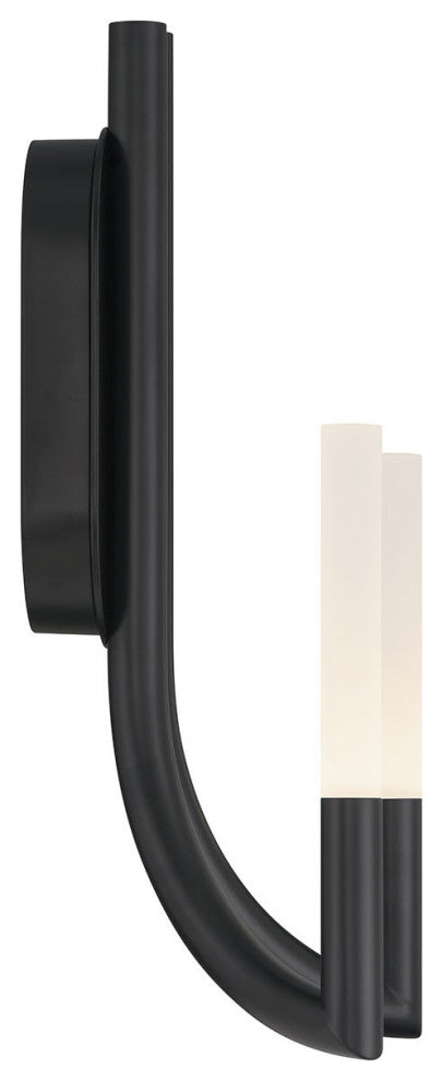 Olette, Wall Sconce, 2-Light, 17", Matte Black, Frosted Acrylic