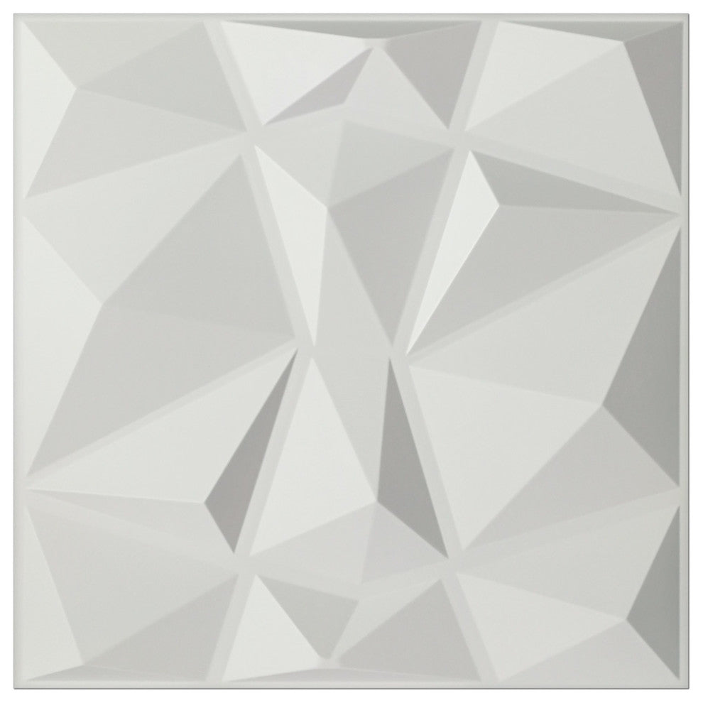 19.7"x19.7" Textures 3D Decorative Wall Panels Diamond Design, Set of 12, White