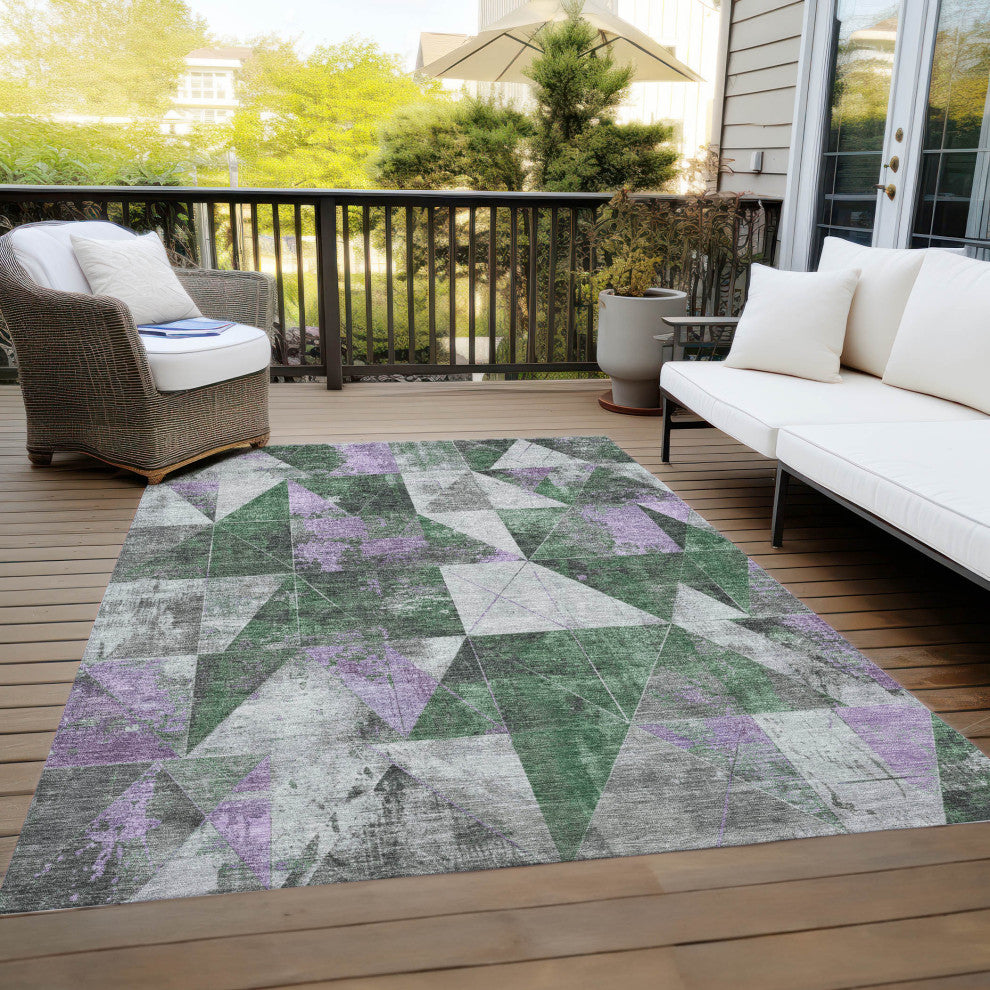 Machine Washable Indoor/Outdoor Chantille ACN1888 Emerald 3' x 5' Rug