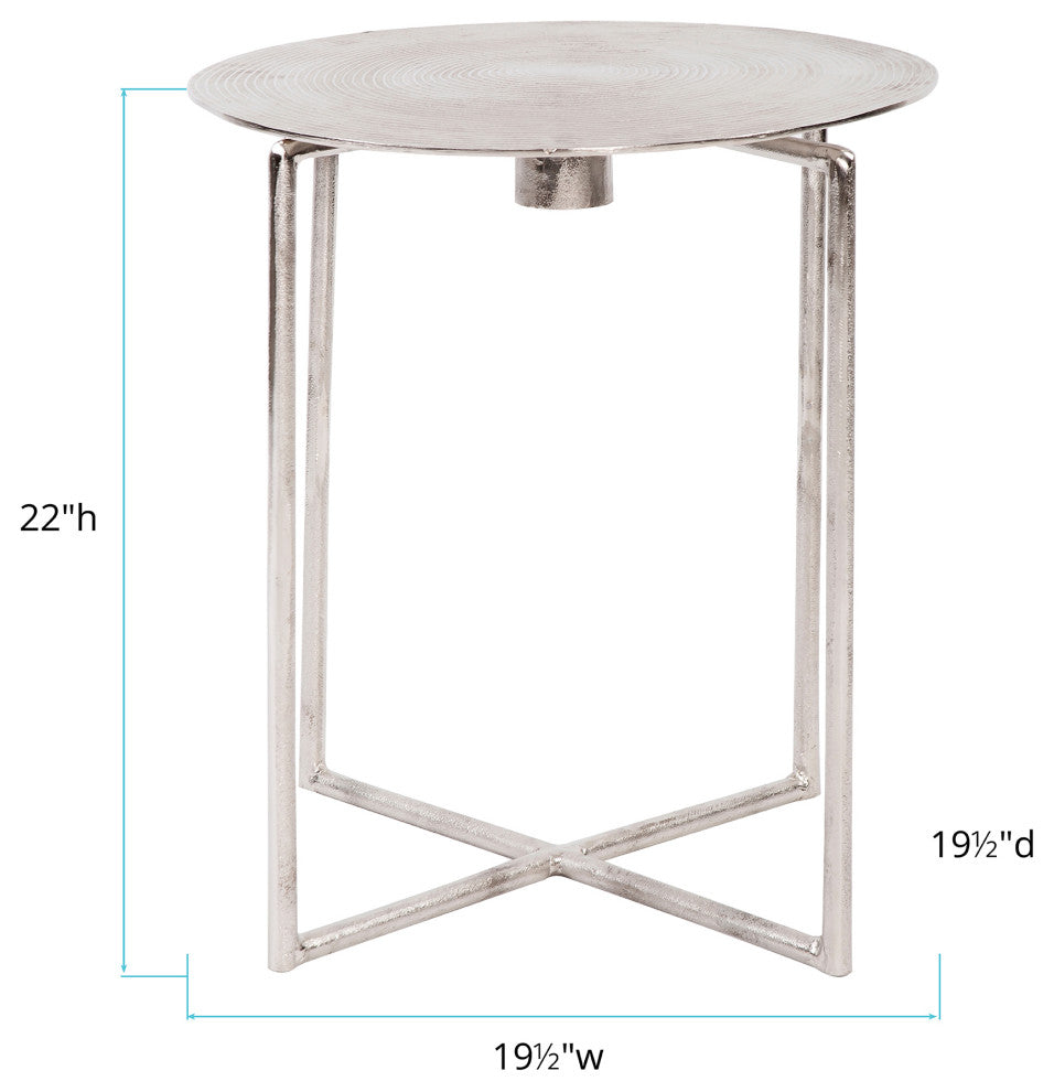 Howard Elliott Raw Silver Spiral Top Accent Table