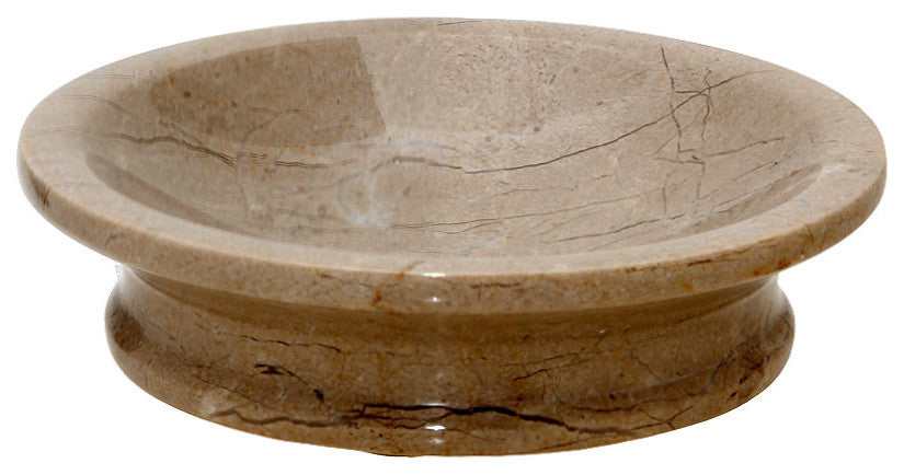 Vinca Collection Black and Gold Marble Round Soap Dish, Pinkish Beige