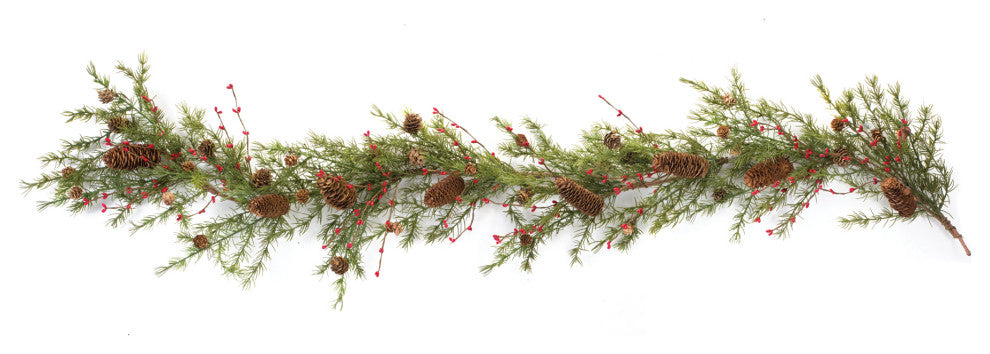 Pine Cone Berry Twig Garland, Set of 2