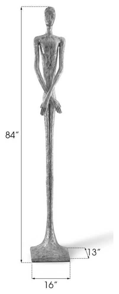 Skinny Male Sculpture, Silver Leaf