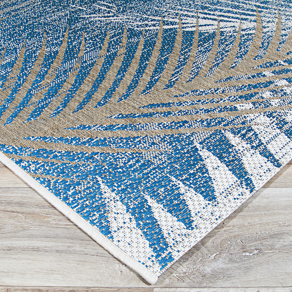 Couristan Monaco Tropical Palms Indoor/Outdoor Area Rug, Ocean, 5'3"x7'6"