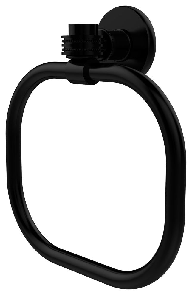 Continental Towel Ring With Dotted Accents, Matte Black
