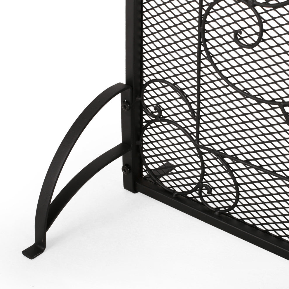 Ella Iron Fireplace Screen, Matte Black