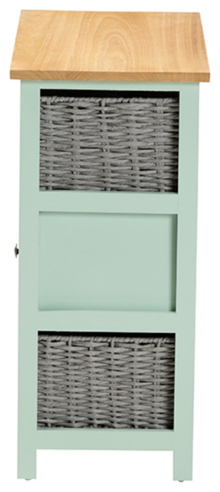 Baxton Studio Valtina Two-Tone Brown and Green Wood 3-Drawer Storage Unit