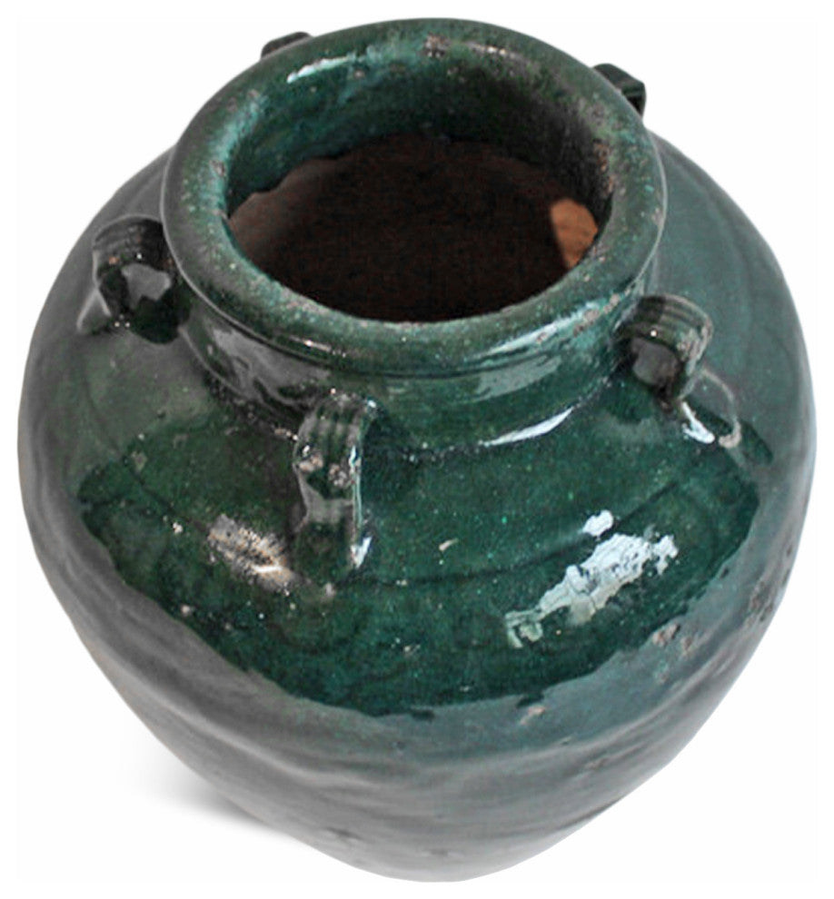 Consigned Antique Jade Green Ceramic Jar