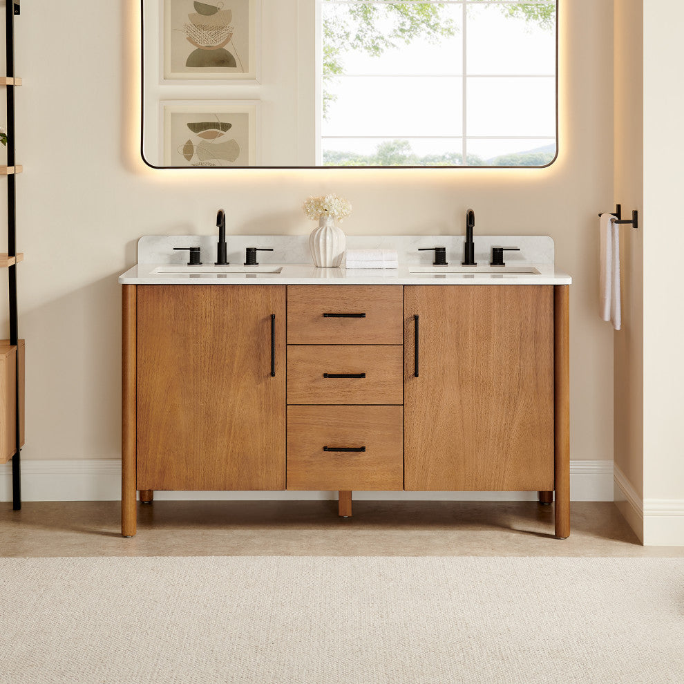 Velora Bathroom Vanity, Mango Brown, 60", No Mirror