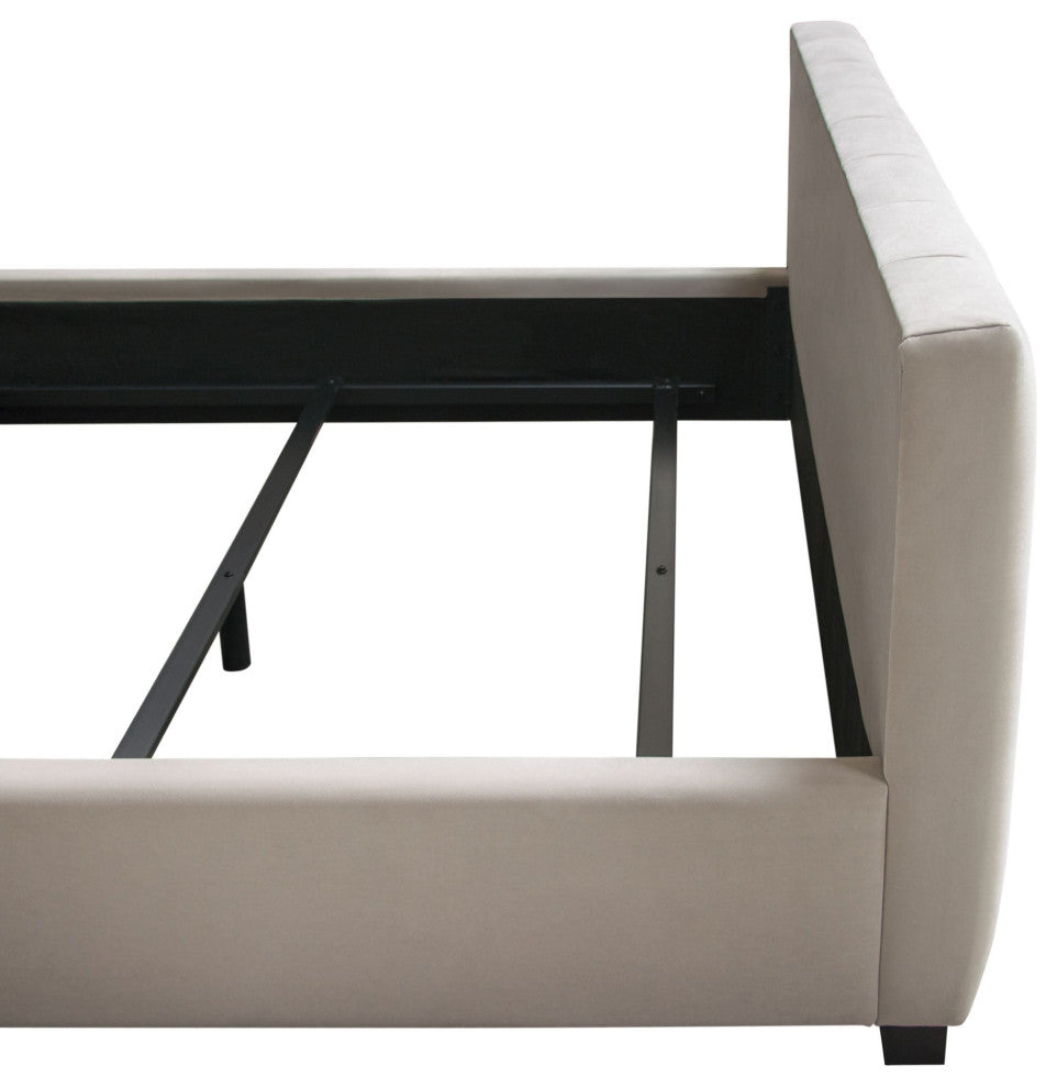 Venus Vertical Channel Tufted Eastern King Bed, Light Gray