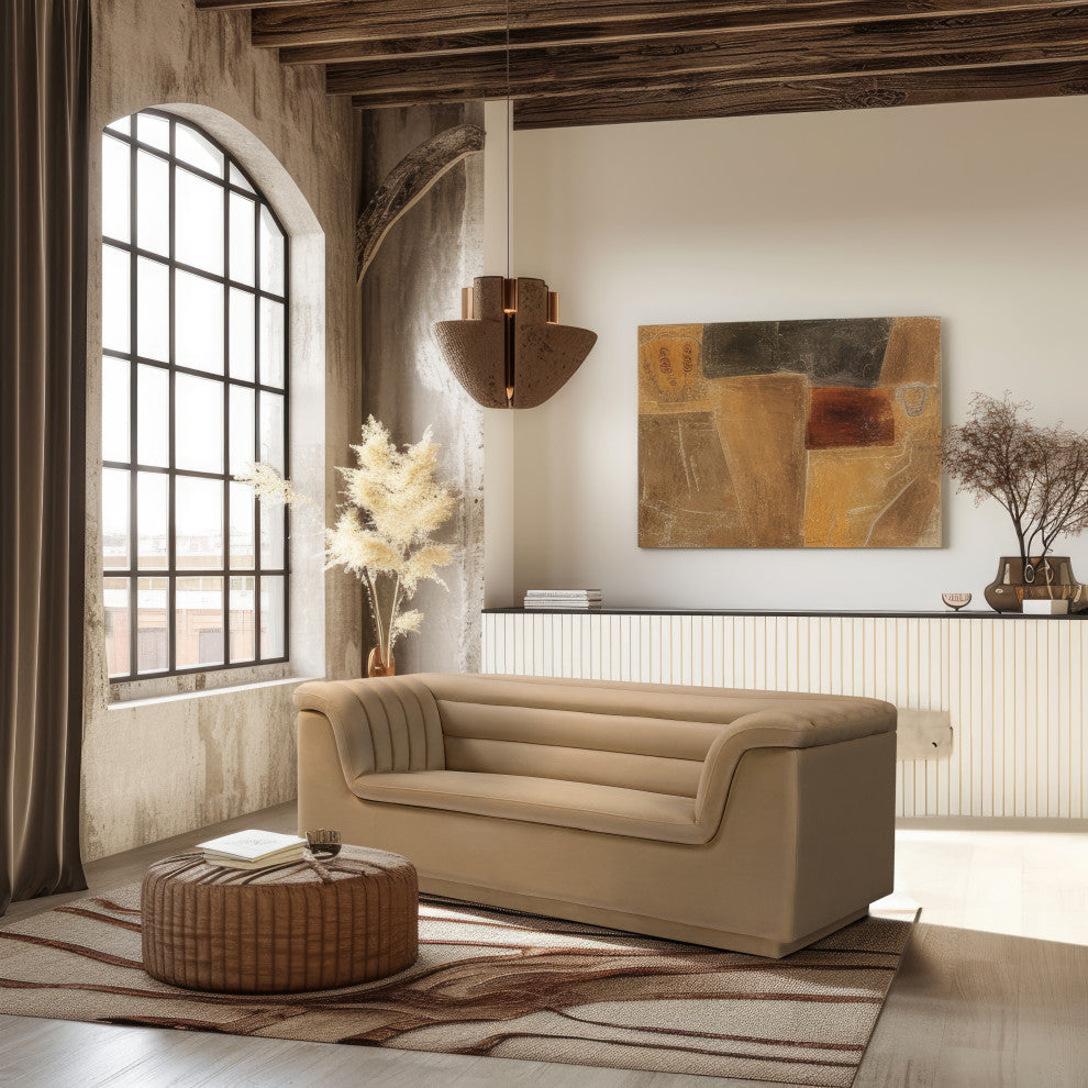Cascade Upholstered Set, Camel, Velvet, Loveseat