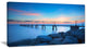 "Bluish Rocky Seashore With Pier" Sea Bridge Canvas Wall Artwork, 40"x20"