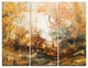 "Forest in Autumn Oil Painting" Painting Metal Wall Art, 3 Panels, 36"x28"