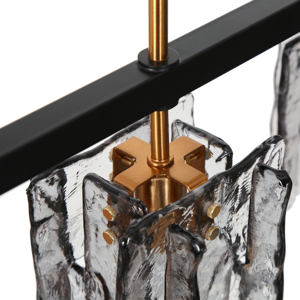 LNC Tucana Polished Gold and Matte Black Modern Kitchen Island Light, 5 Light