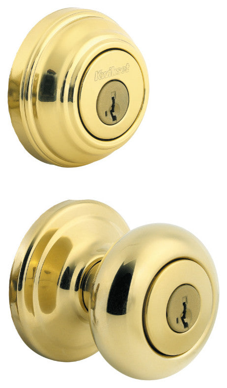 Kwikset® 991J-3-SMT-CP-K4 Juno Knob & Single Cylinder Combo Pack, Polished Brass